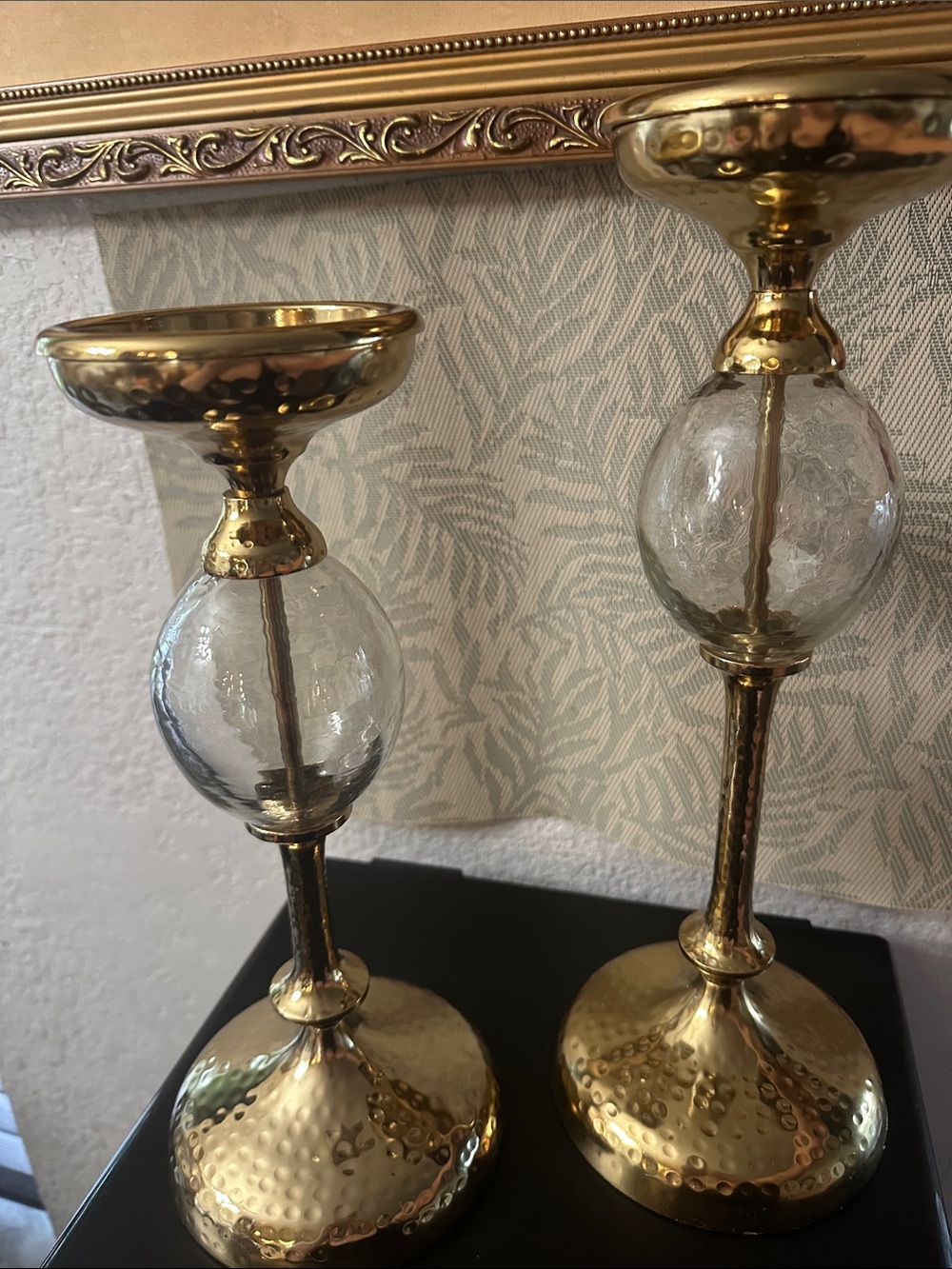 Brass and Glass Decorative Candle Holders - Gold Finish